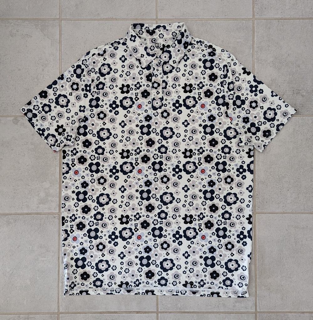 Graham Luxe Men's Large Polo Shirt Floral Flowers All Over Golf Performance